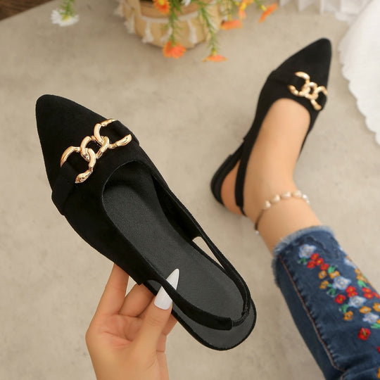 Damen Slingback Ballerinas mit modischem Kettendesign R&B