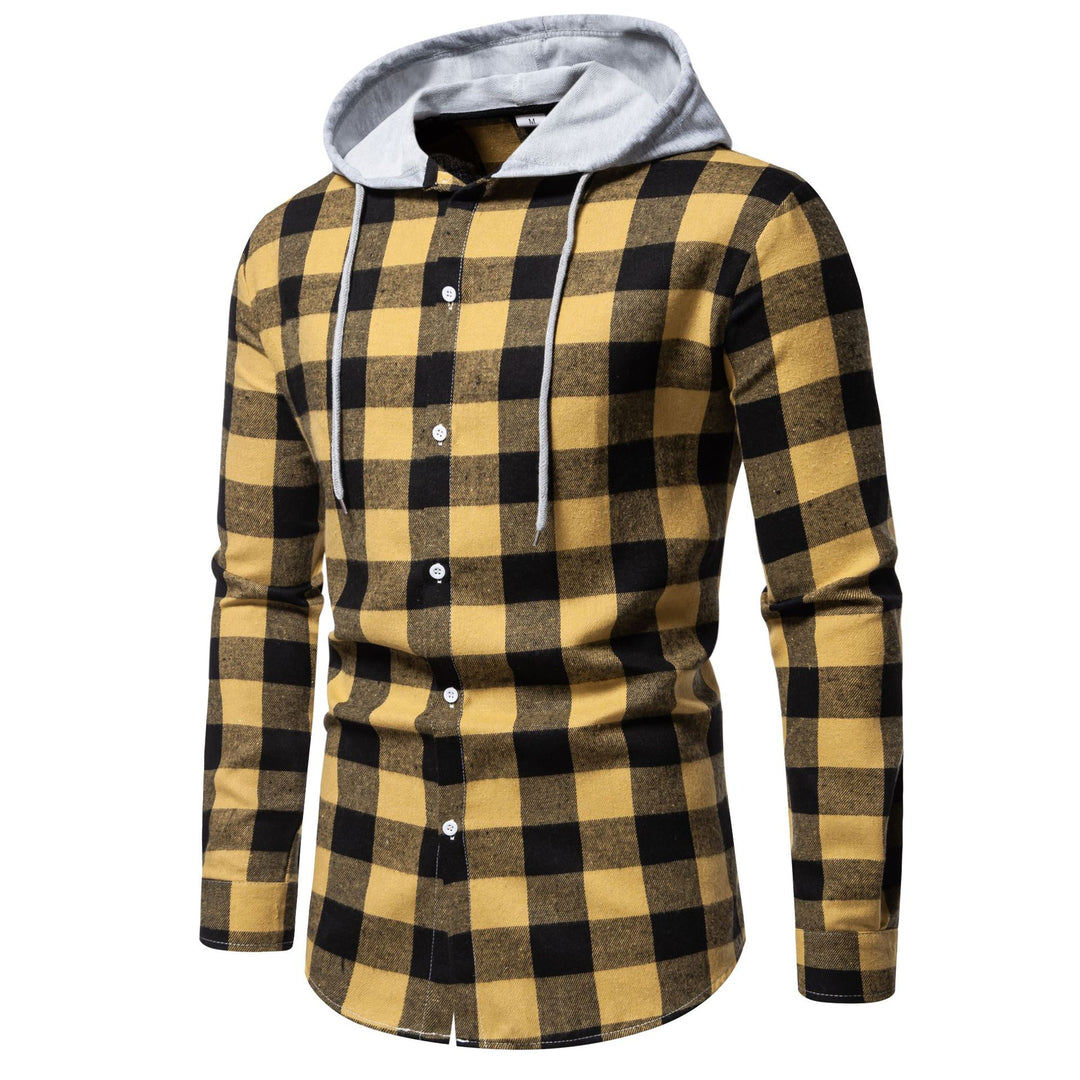 Herren Karo-Hemdjacke mit Kapuze und modernem Schnitt R&B
