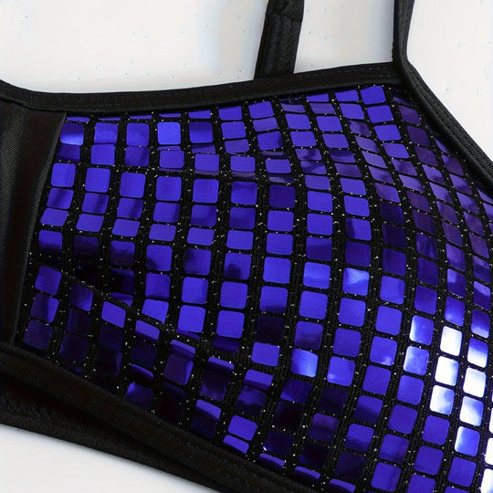 Damen Crop-Bikini-Top mit glitzerndem Netzdesign R&B
