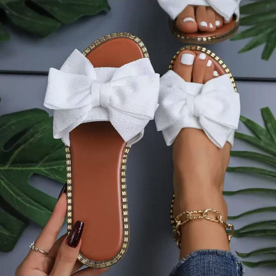 Damen Flip-Flops mit dekorativem Schleifen-Design und rutschfester Sohle R&B