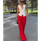 Damen elegantes Blazer-Set mit weiten Hosen R&B