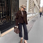 Damen modische cropped Jacke mit breitem Kragen und tailliertem Schnitt R&B