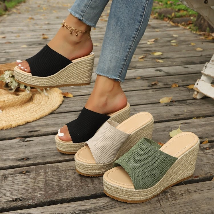 Damen Wedge-Sandaletten mit weichem Obermaterial und bequemer Sohle R&B