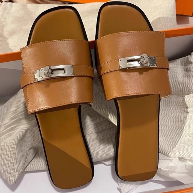 Damen Komfortable Slides mit modischem Riemendesign R&B