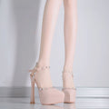 Damen Plateau High Heels mit spitzen Metallakzenten R&B