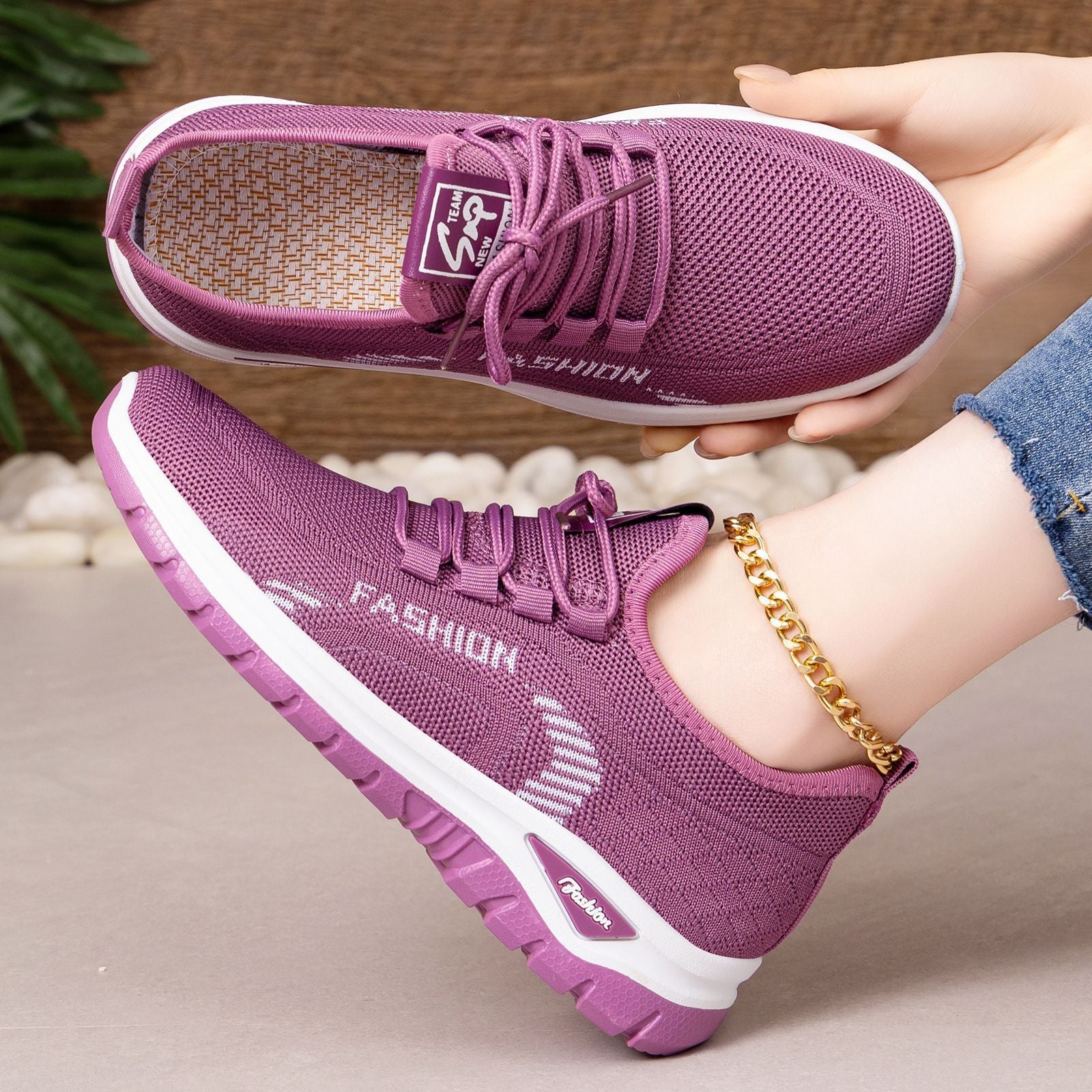 Damen Sportliche Sneakers mit atmungsaktivem Obermaterial und flexiblem Sohlenkonzept