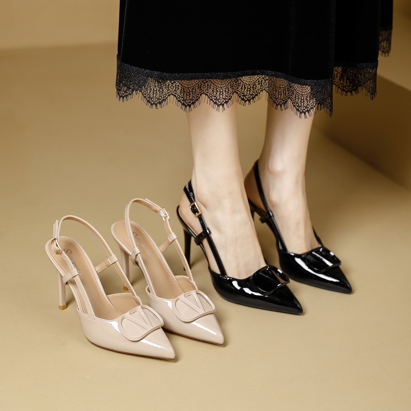 Damen Slingback-Pumps mit modischem Schnallendesign