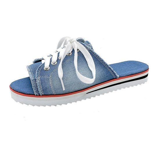 Damen lässige Denim-Sandalen im Sneaker-Stil R&B