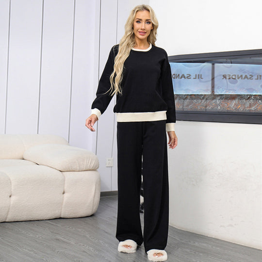 Damen gemütliches Freizeit-Loungewear-Set mit weitem Schnitt und dekorativem Bund R&B