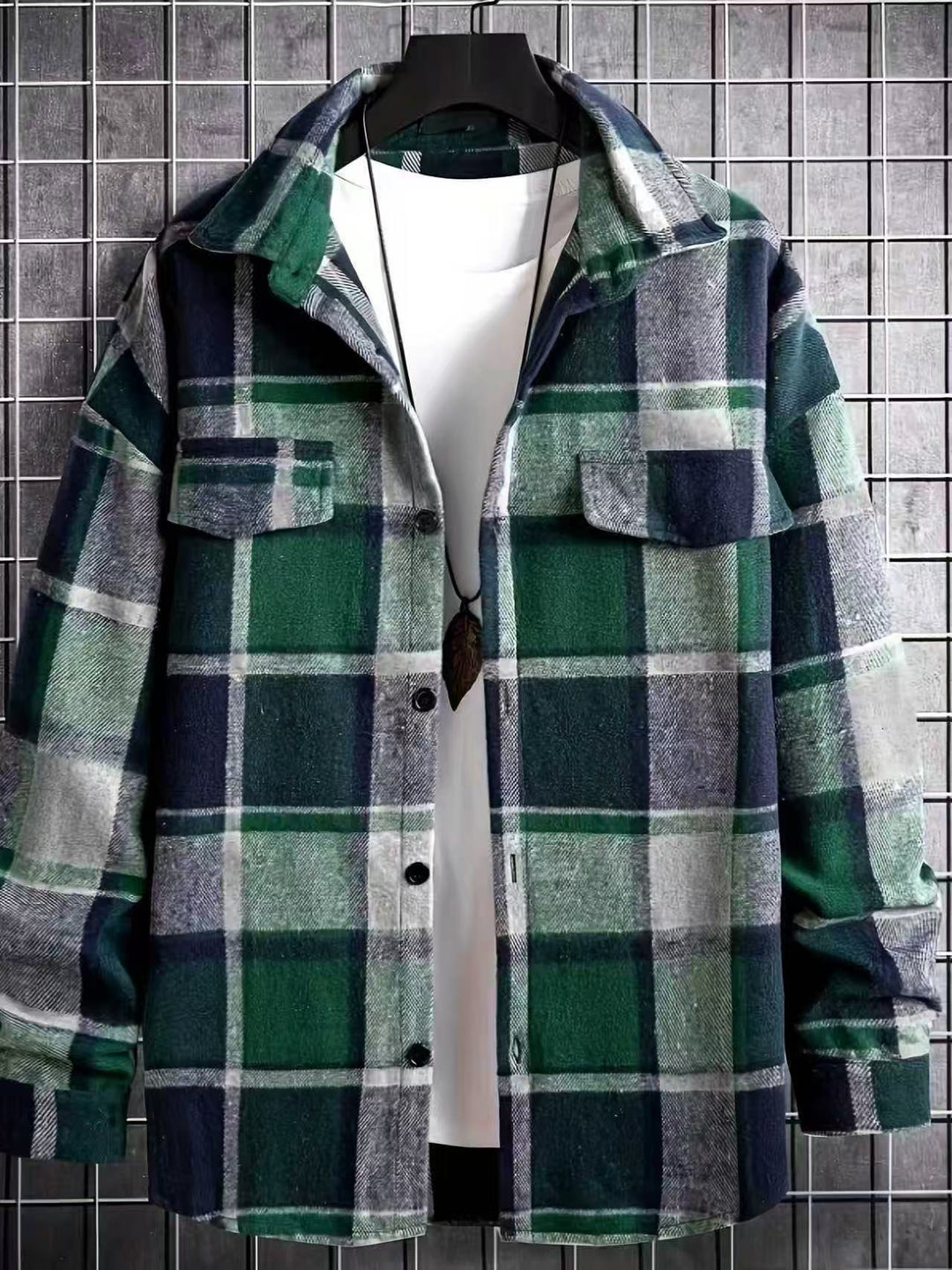 Herren nan weite Karo-Hemdenjacke aus weichem Flanell mit aufgesetzten Brusttaschen R&B