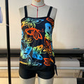 Damen Tankini mit modischem Blumenmuster und regulierbaren Trägern R&B