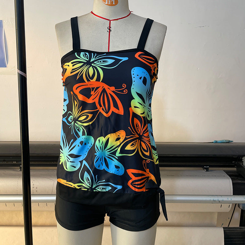 Damen Tankini mit modischem Blumenmuster und regulierbaren Trägern R&B