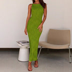 Damen Figurbetontes Langkleid mit schmalen Trägern und schickem Ripp-Design R&B