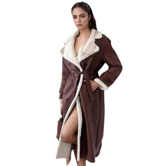 Damen gefütterter Longcoat mit schickem Kragen R&B