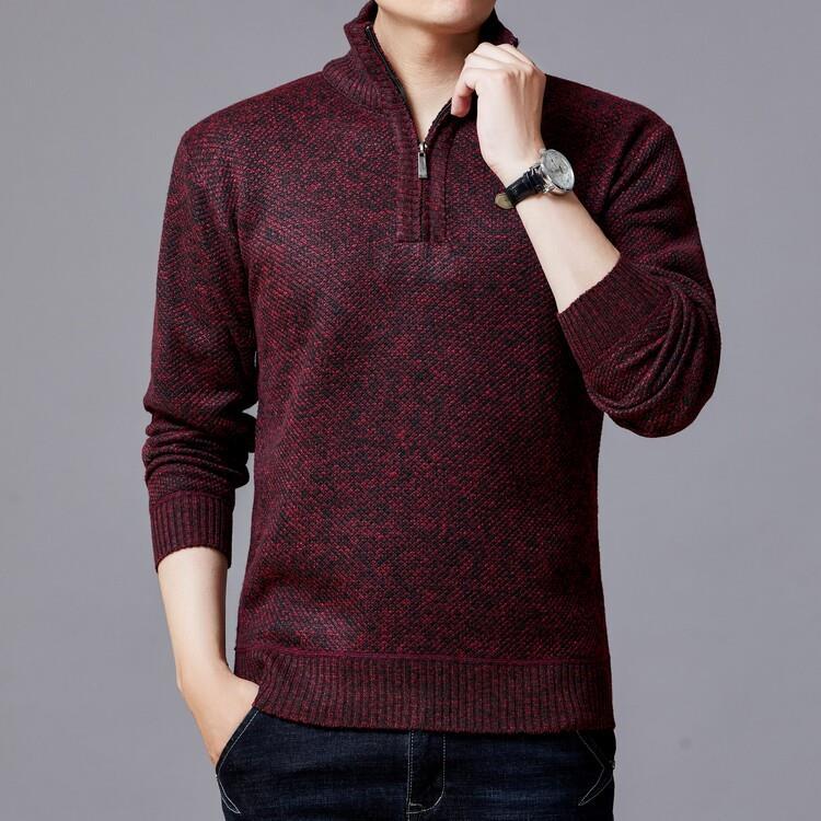 Herren Strickpullover mit modernem Stehkragen und strukturierter Oberfläche R&B