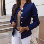 Damen modischer Blazer mit goldenen Knöpfen und schmalem Schnitt R&B
