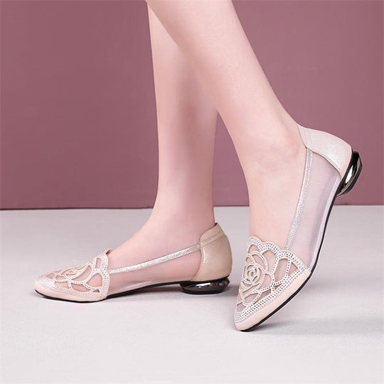 Damen Ballerinas mit eleganten Spitzen und flacher Sohle R&B
