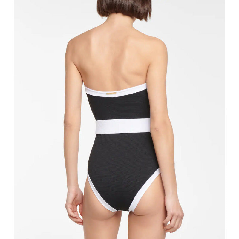 Damen Bandeau-Badeanzug mit modischem Gürtel R&B
