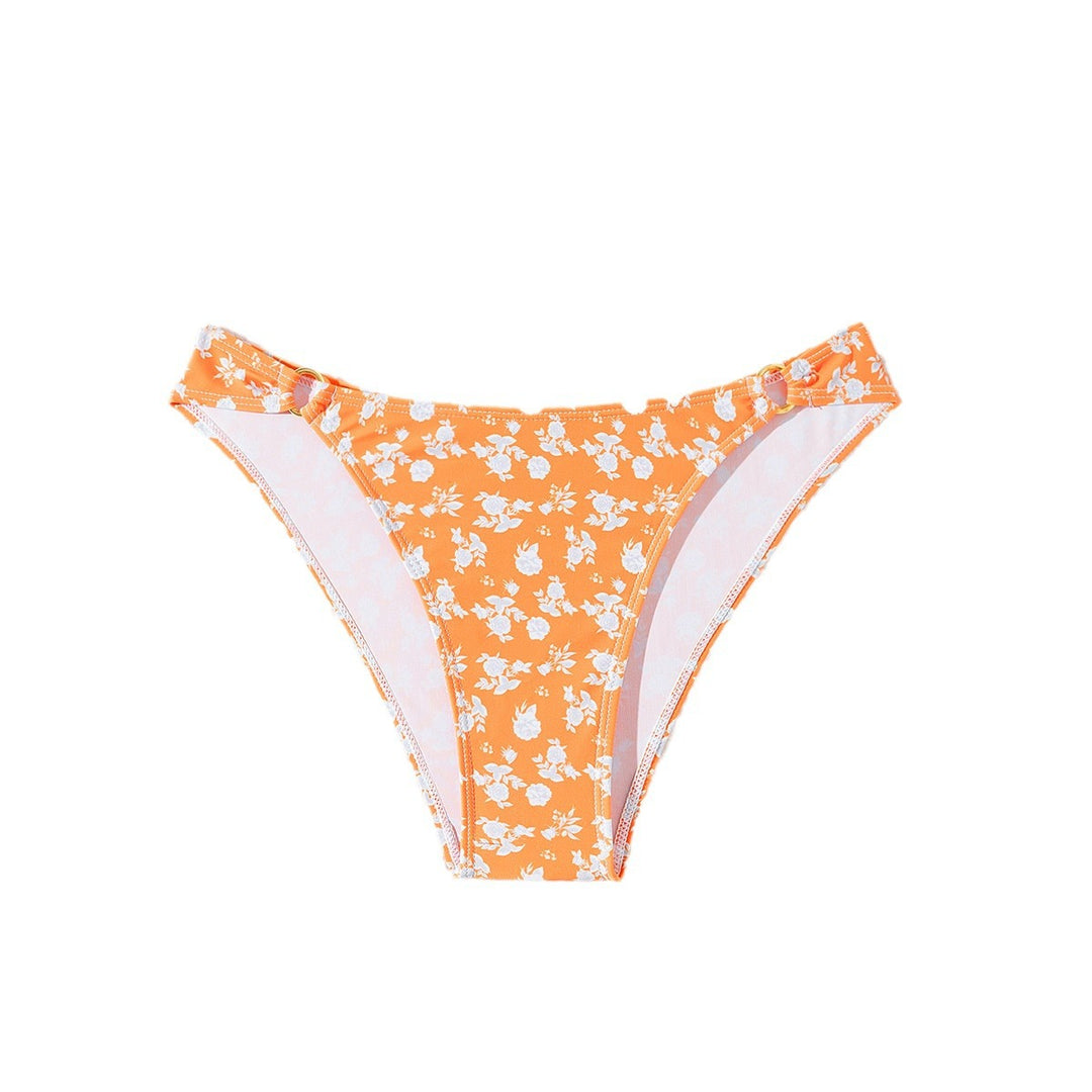 Damen Bikini-Höschen mit floralem Design und goldenen Akzenten R&B