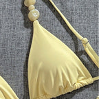 Damen Triangel-Bikini mit dekorativen Perlenakzenten und feinem Minimaldesign R&B
