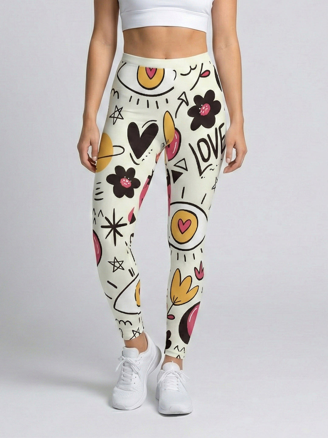 Damen Sportleggings mit stylischem Sternen-Design und hohem Bund R&B