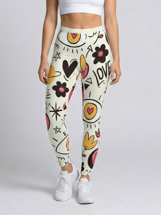 Damen Sportleggings mit stylischem Sternen-Design und hohem Bund R&B