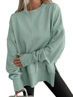 Damen Bequemer Langarm-Sweater mit Seitenschlitzen R&B