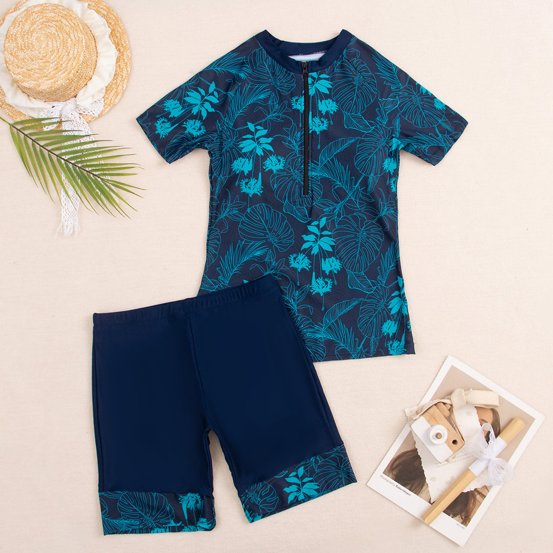 Damen Sportlicher Zweiteiler Badeanzug mit modernem Floral-Design R&B