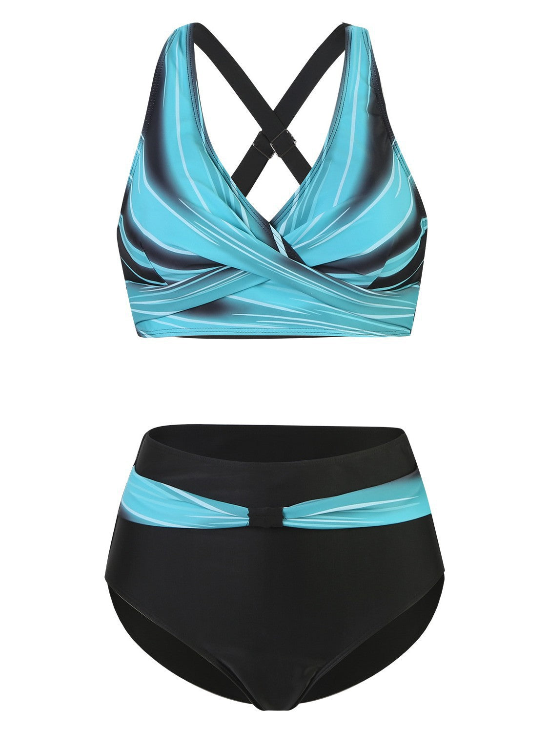 Damen High-Waist Bikini-Set mit modischem Wickeldesign R&B