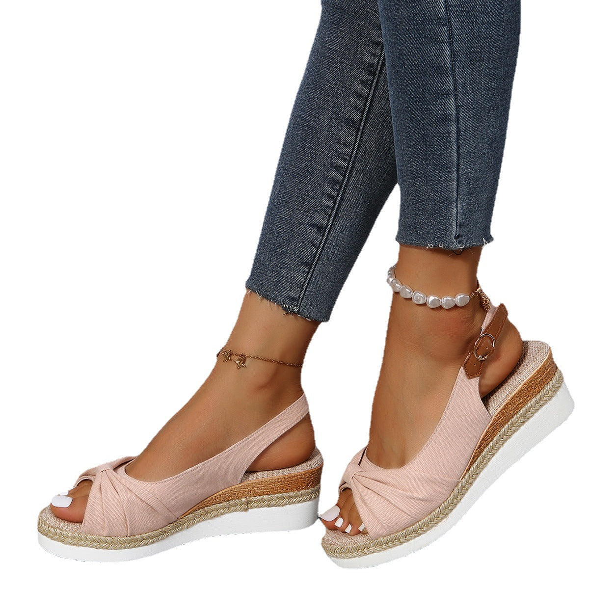 Damen Wedge-Pantoletten mit dekorativem Knoten-Design und komfortablem Fußbett R&B