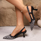 Damen Slingback Pumps mit elegantem Karo-Design R&B
