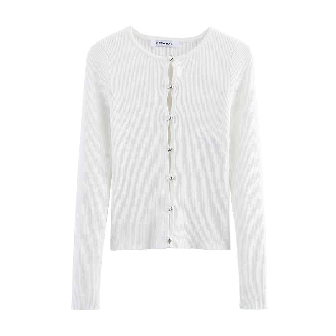 Damen elegante Strickjacke mit modischen Knopfdetails R&B
