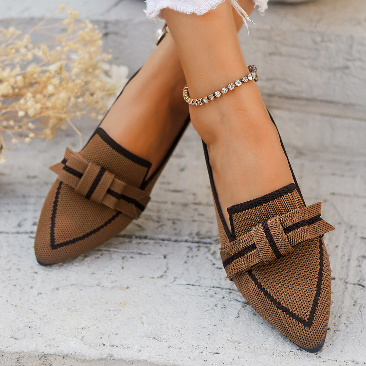 Damen Ballerinas mit eleganter Schleifenapplikation und atmungsaktivem Obermaterial