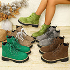 Damen nan Schnür-Stiefelette in Veloursoptik mit warmem Innenfutter, gepolstertem Schaft und robuster Profilsohle R&B