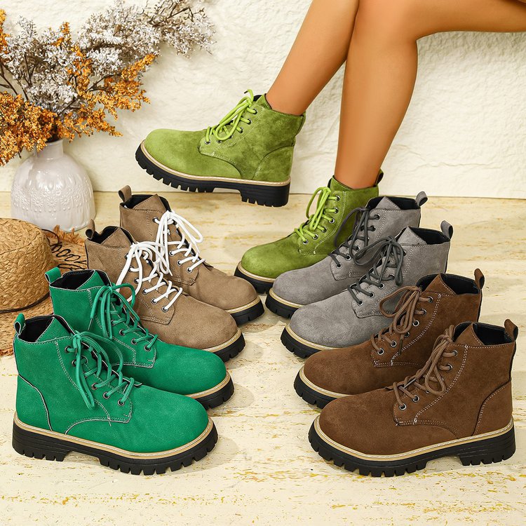 Damen nan Schnür-Stiefelette in Veloursoptik mit warmem Innenfutter, gepolstertem Schaft und robuster Profilsohle R&B