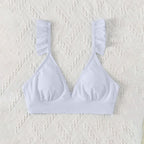 Damen Triangel-Bikinioberteil mit verspielten Rüschendetails