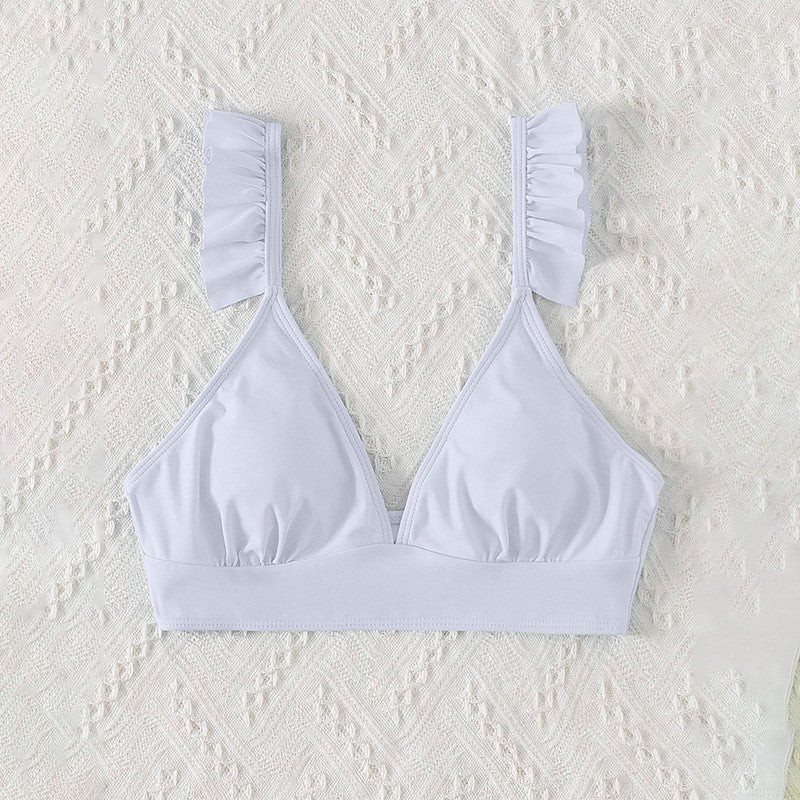 Damen Triangel-Bikinioberteil mit verspielten Rüschendetails