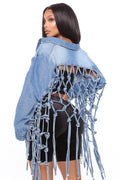 Damen Denimjacke mit einzigartigem Knoten-Detail und lässigem Schnitt R&B