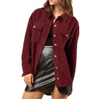 Damen weiche und strukturierte Cordjacke mit Taschen R&B