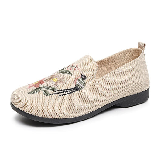Damen Slip-On Ballerinas mit floraler Stickerei und atmungsaktive Struktur R&B