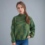 Damen gemütlicher Rollkragenpullover mit modernem Lochstrickdesign R&B