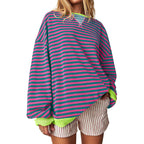 Damen Bequeme Streifenpulli mit Raglanärmeln und elastischen Bündchen R&B
