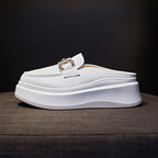 Damen elegante Plateau Clogs mit modischer Schnallen-Applikation