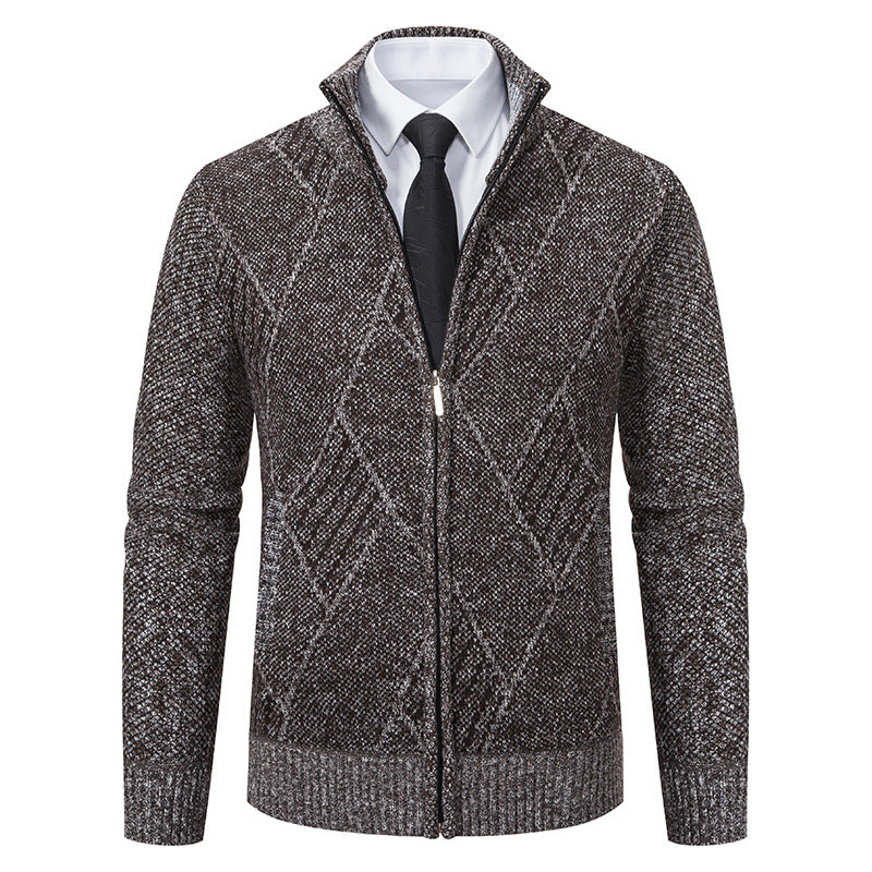 Herren modische Strickjacke mit hochabschließendem Kragen und stilvollem Zipper
