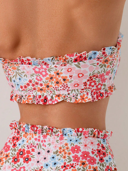 Damen Bandeau-Bikini mit verspieltem Rüschendesign R&B