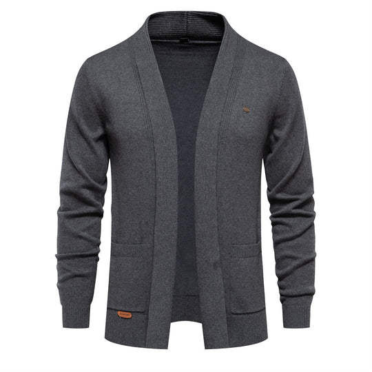 Herren Strickjacke mit offenem Schnitt und praktischen Taschen R&B