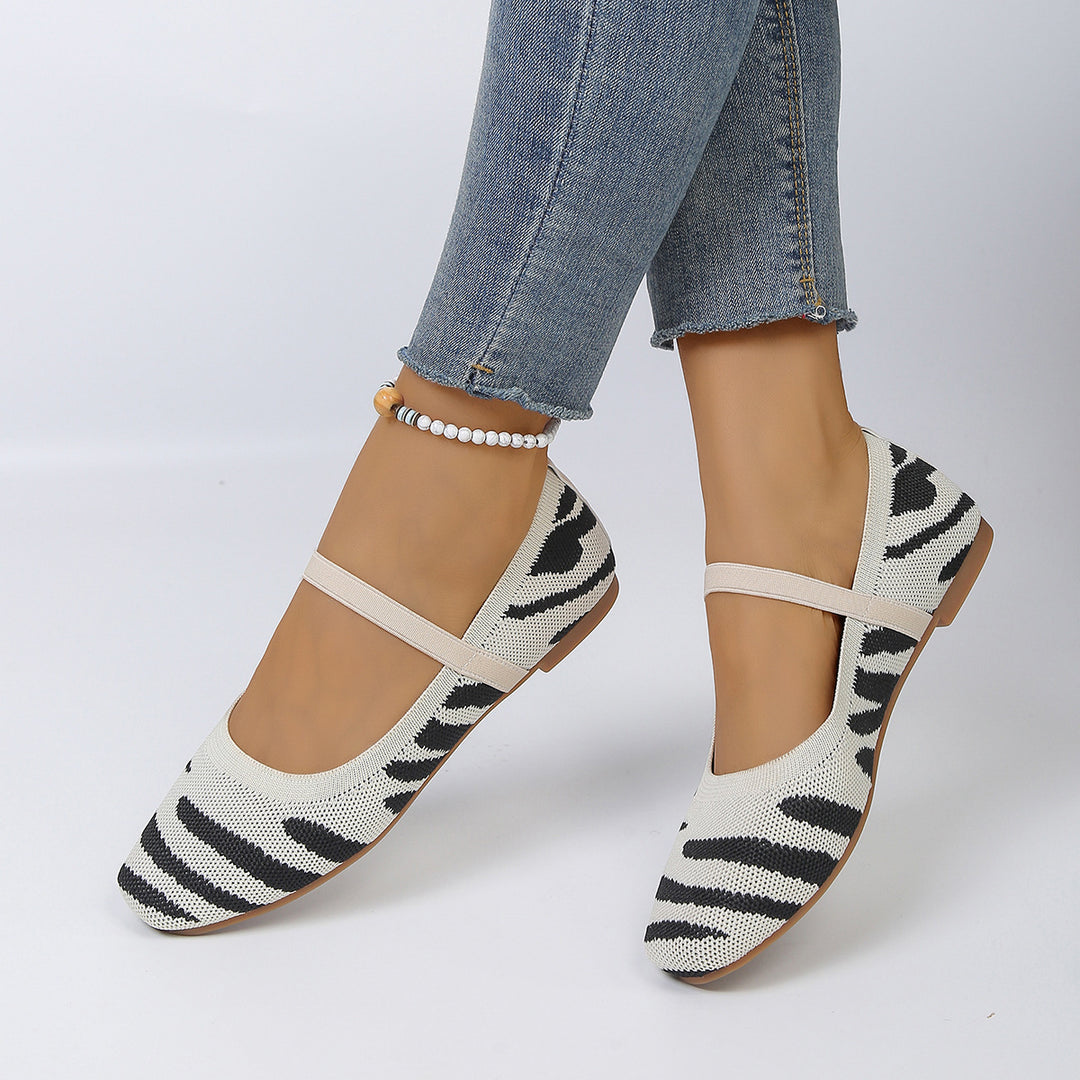 Damen bequeme Ballerinas mit elastischem Riemen R&B