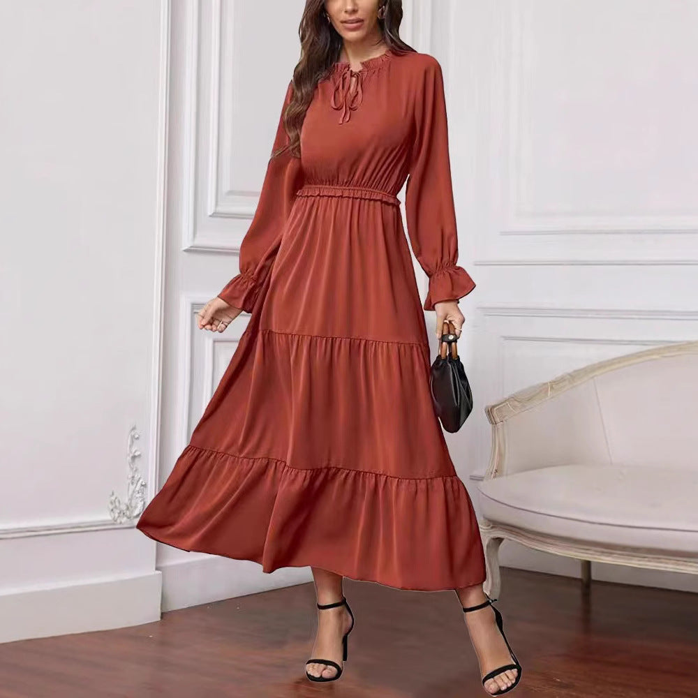 Damen Maxikleid mit voluminösen Ärmel- und Rüschendetails R&B