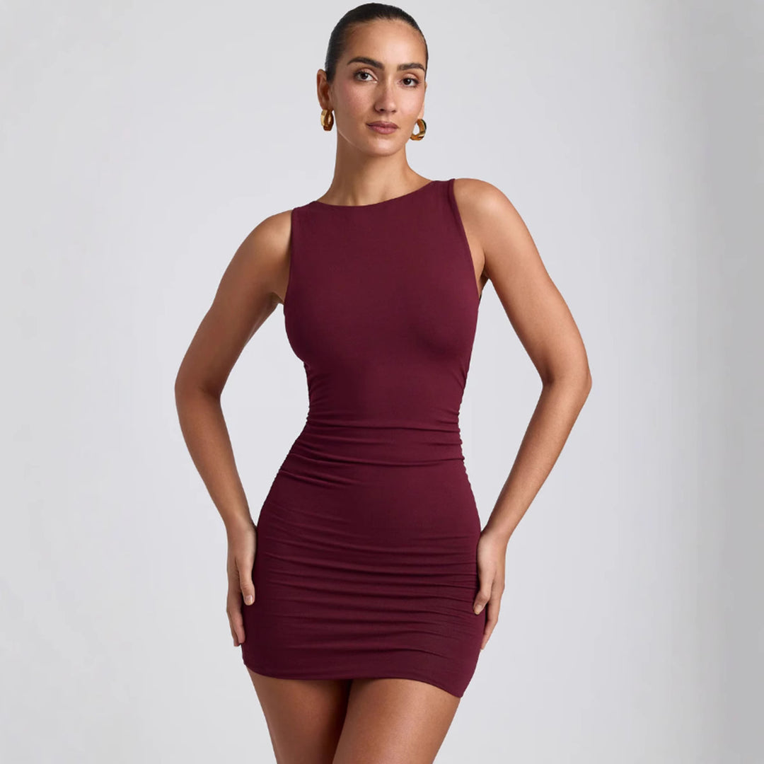 Damen figurbetontes Mikrokleid mit breiten Trägern und Komfortstretch R&B