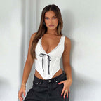 Damen elegantes Spitzen-Bustier-Oberteil mit Schleifendetail R&B